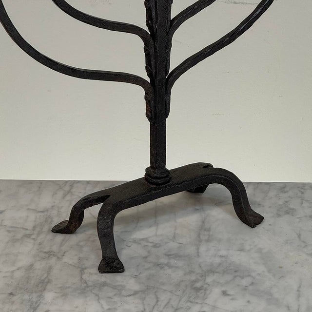 Mid-Century French Brutalist Hand-Forged Iron Seven-Light Candelabrum For Sale - Image 16 of 18