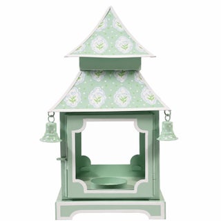 Sage Green & White Tulip Pagoda Lantern, Mini For Sale