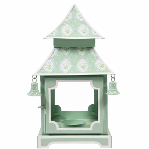 Sage Green & White Tulip Pagoda Lantern, Mini