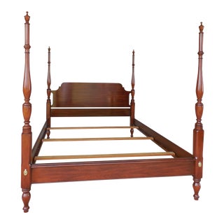 Henkel Harris Cherry Chippendale Style Queen Size Poster Bed For Sale