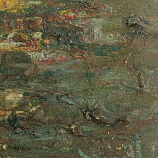 Early 20th Century France Forest Green Wood Painting For Sale - Image 4 of 15