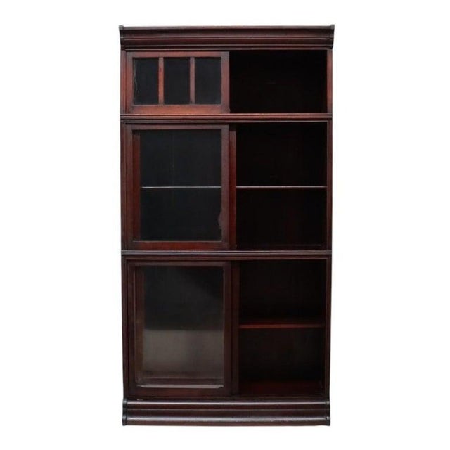 Arts & Crafts Danner Arts & Crafts Mahogany 3-Stack Sliding Door Barrister Bookcase C1920 For Sale - Image 3 of 10