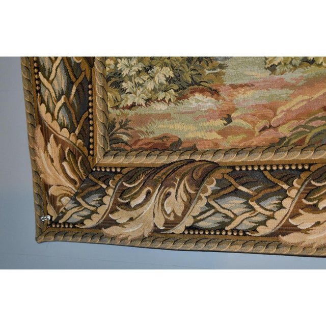 Vintage French Style Tapestry Wall Hanging Pastoral Landscape River Italy For Sale - Image 16 of 18