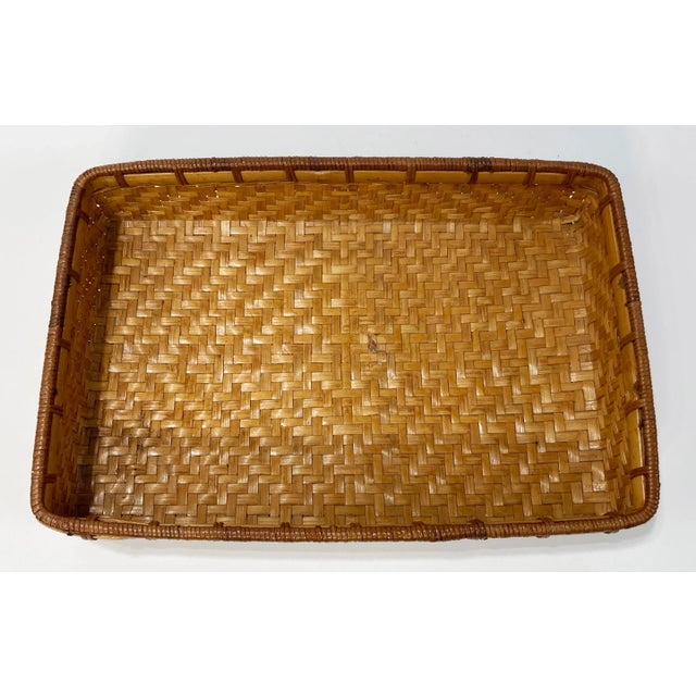 Vintage Woven Wicker Basket Tray For Sale - Image 10 of 10