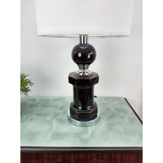 1960s Art Deco Ceramic and Chrome Table Lamp, 1960s For Sale - Image 5 of 11