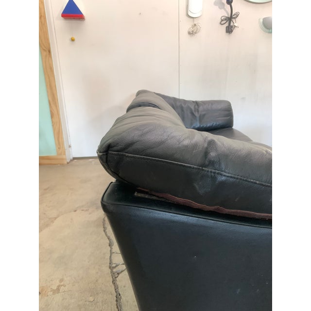 1960s 1960s Danish Mid-Century Three Seat Black Leather Sofa For Sale - Image 5 of 9