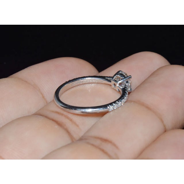 Transparent Genuine Tiffany & Co. Natural 0.81Cts Diamond Novo 950 Platinum Engagement Ring, size 5.5 For Sale - Image 8 of 10