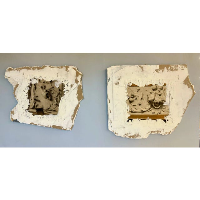 Pair of Hand Painted Architectural Wall Fragments, Plaster, Italian, Venetian Style For Sale - Image 11 of 12