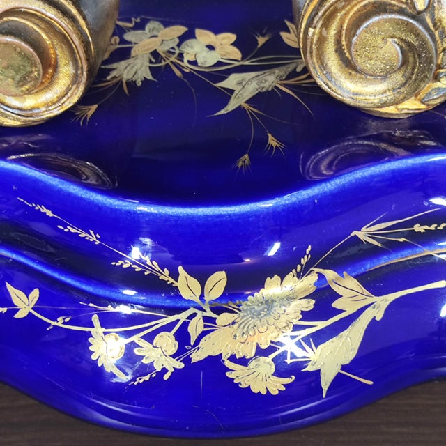 Stunning 19th-C. French Eugène Farcot Porcelain Clock Bleu De Roi For Sale - Image 12 of 15