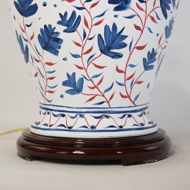 Pair of Vintage Brunschwig & Fils Cadiz Table Lamps With Lid - Blue and White Ceramic With Boar and Deer Motif For Sale - Image 12 of 18