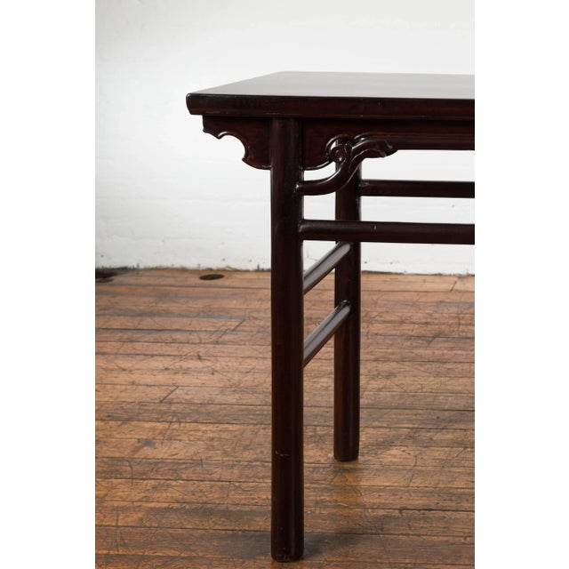 Chinese Qing Dynasty Ming Style Yumu Wood Wine Table with Dark Lacquer For Sale - Image 10 of 13