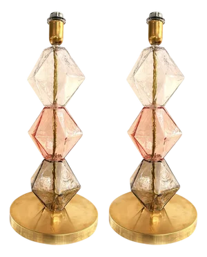 Italian Multicolor Murano Style Glass Table Lamps by Simoeng, Set of 2