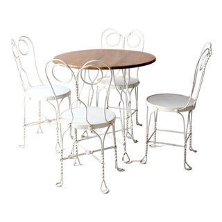 Antique Ice Cream Parlor Table and Chair Set For Sale