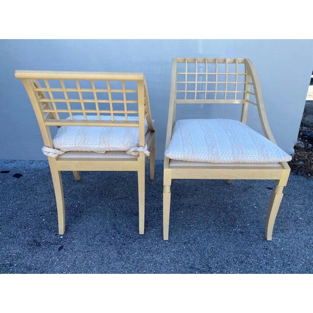 John Saladino Lattice Wood Framed Sleigh Chairs - A Pair For Sale - Image 12 of 18