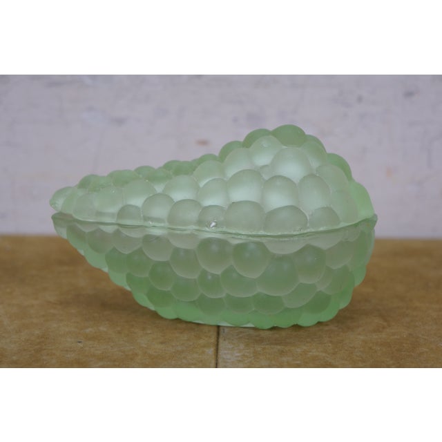 Antique French Green Uranium Glass Grape Cluster Compote Trinket Box 6" For Sale - Image 6 of 16