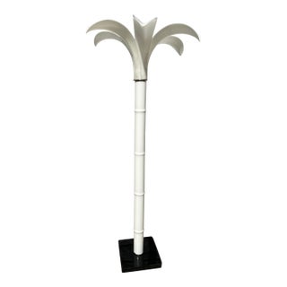 1980s Glamorous Hollywood Regency White Palm Tree Floor Lamp in the Style of Dario Bartolini For Sale