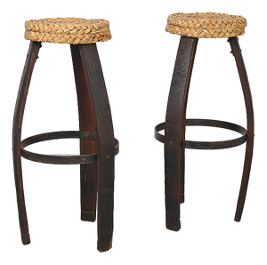 Vintage French Bar Stools by Frida Minet and Adrien Audoux, 1950s, Set of 2