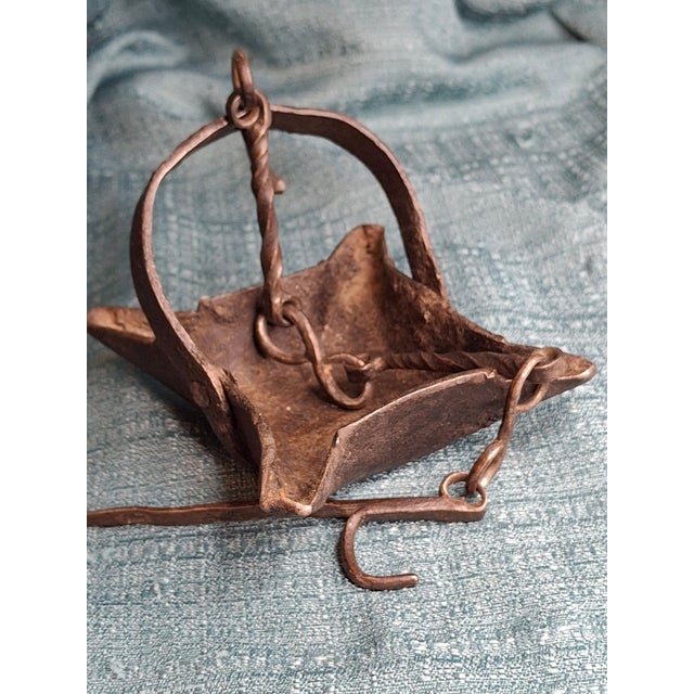 Rare 18th C Wrought Iron 4-Wick Fat Lamp Primitive Star Crusie Lighting Antique For Sale - Image 16 of 18