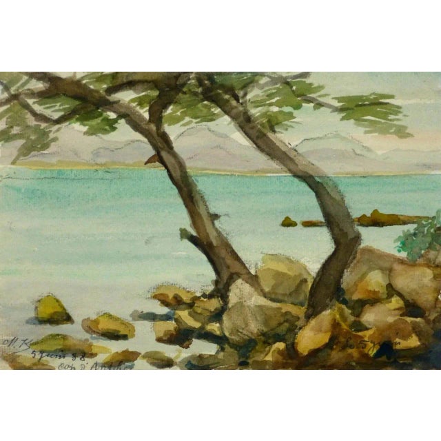 M. Kesseler, Vintage French Watercolor Landscape - Côte d'Azur For Sale - Image 4 of 4