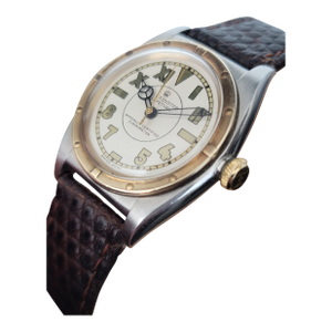 Rolex 1940s Two Tone Oyster Perpetual #3372 Chronometer Bubble-Back Watch