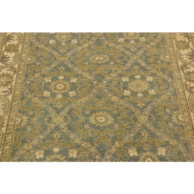 Textile 1990s Contemporary Kafkaz Light Blue & Ivory Hand-Knotted Rug - 4'1 X 5'10 For Sale - Image 7 of 8