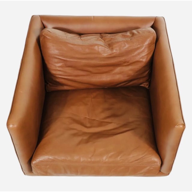 1970s 1970s Milo Baughman Leather Cube Lounge Chair for Thayer Coggin For Sale - Image 5 of 8