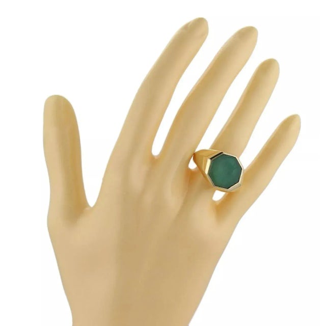David Yurman Green Onyx Intaglio 18k Yellow Gold Octagon Ring, Size 10 For Sale - Image 4 of 4