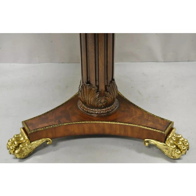 Maitland - Smith Maitland Smith French Empire Regency Leather Top Brass Feet Center Drum Table For Sale - Image 4 of 12