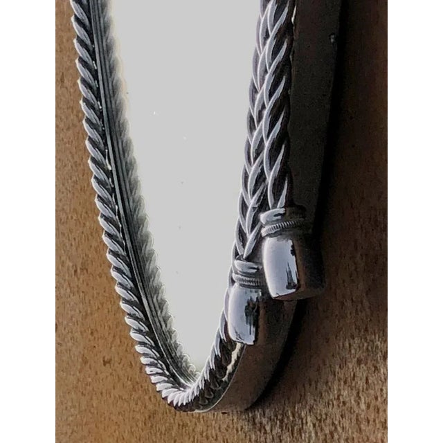 Postmodern Oval Mirror in Bronze or Silver Brass in the style of Maria Pergay, France, 1960s For Sale - Image 3 of 8