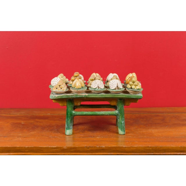 Asian 16th Century Ming Dynasty 15th or Chinese Glazed Terracotta Funeral Table Mingqi For Sale - Image 3 of 11