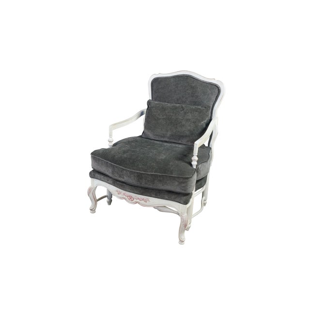 French Provincial Vintage Highland House French Provincial Spanish Oak Lounge Chairs & Ottoman For Sale - Image 3 of 17