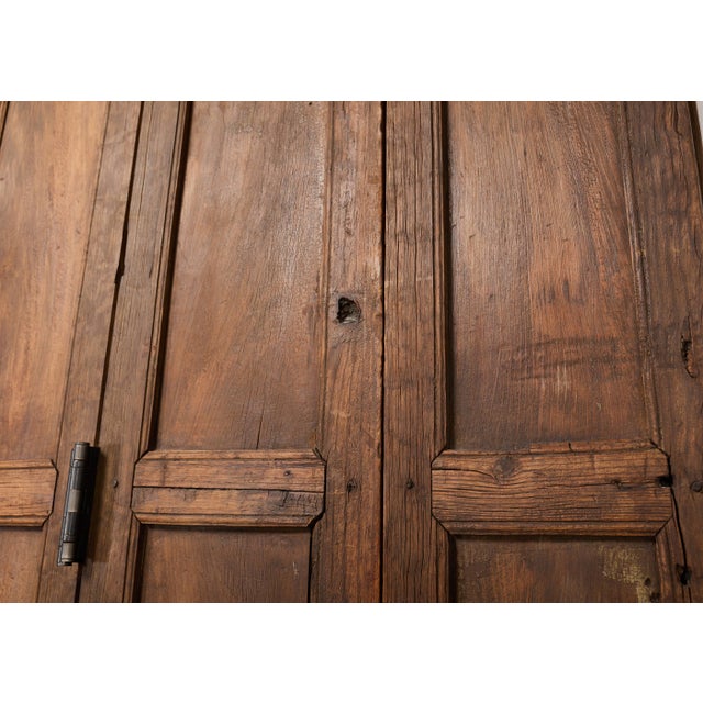 Pair of Rustic 19th C. French Walnut Bifold Wood Doors 9 Ft For Sale - Image 11 of 18