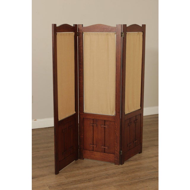 Mission Mission Style Oak Three-Panel Screen For Sale - Image 3 of 12