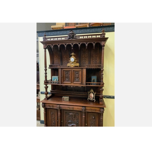 Wood Neo-Renaissance Column Buffet, 1880 For Sale - Image 7 of 12