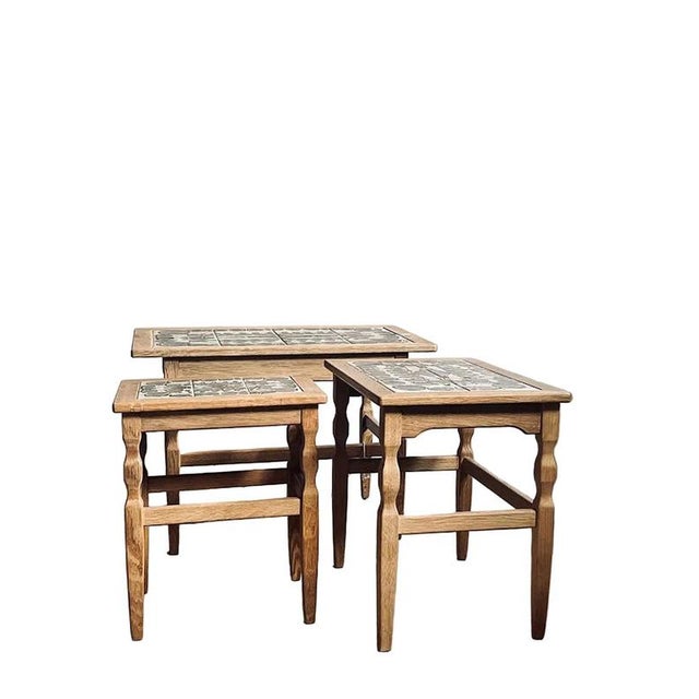 Oak Nesting Tables by Henning Kjærnulf for EG Kvalitets, Denmark, 1960s, Set of 3 For Sale - Image 11 of 11