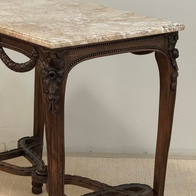 19th Century Belgian Louis XVI Transitional Walnut Marble-Top Table For Sale - Image 10 of 18