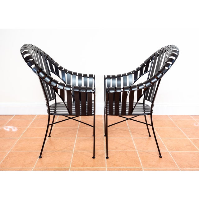 Brutalist Modernist Sculptural Iron Strap Garden Armchairs, 1980s, Set of 2 For Sale - Image 16 of 18