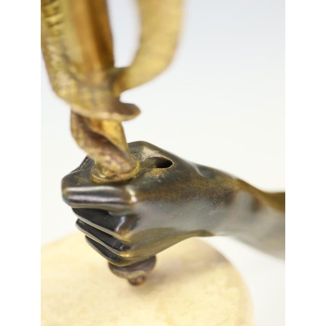 Metal French Empire Ormolu and Bronze Three-Light Wall Sconce with Caduceus Arm, 1880 For Sale - Image 7 of 16