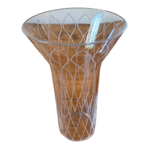 Vintage Målerås Glassworks Calla Vase, Signed Fw Sweden