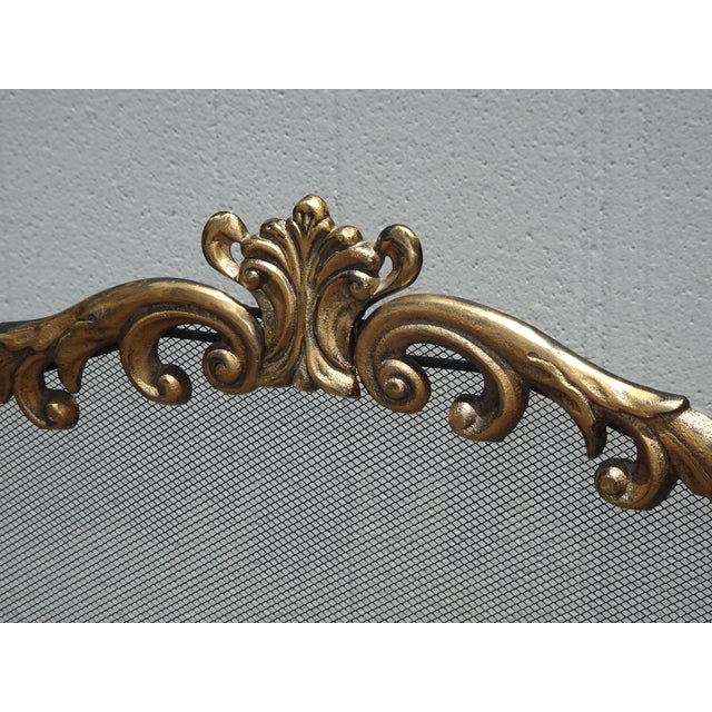 Vintage French Country Metal & Mesh Gold Fireplace Screen For Sale - Image 10 of 15
