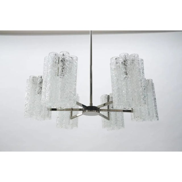 Chandelier with Chrome & Crystal Glass Tubes from Doria, 1970s For Sale - Image 3 of 13