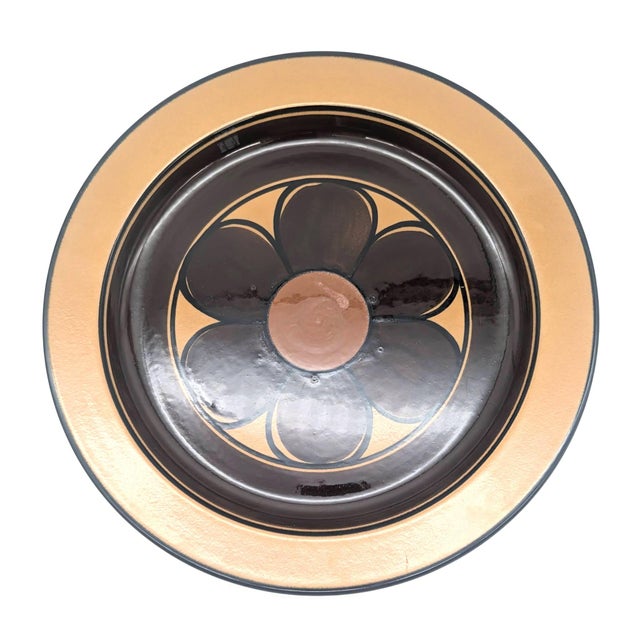 Mustard 1970s Arabia Finland "Kalevala" Round Stoneware Platter Designed by Anja Jaatinen-Winqvist For Sale - Image 8 of 10
