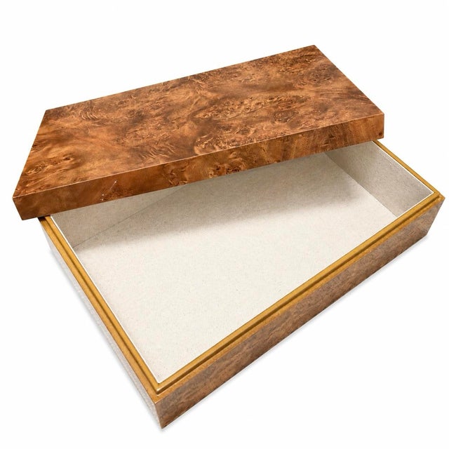 Large Honey Burlwood Glossy Veneer Decorative Box For Sale In Chicago - Image 6 of 6