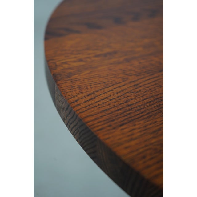 Mission Style Oak Round Occasional Table For Sale - Image 9 of 13