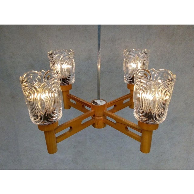 Vintage Type 7141/410 Chandelier by Drevo Humpolec for Inva Litomerice, 1970s For Sale - Image 4 of 11