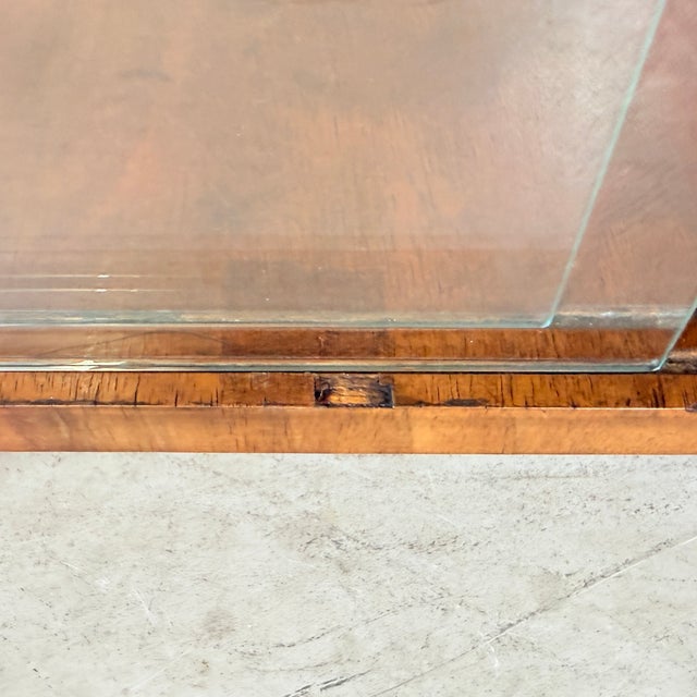 Brown Vintage Art Deco Style Walnut Veneer Display Cabinet with Glass Slats, 1950s For Sale - Image 8 of 15