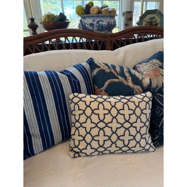 Vintage Embroidered Quatrefoil 12 X 16 Decorative Pillow With Down/Feather Insert For Sale - Image 4 of 4