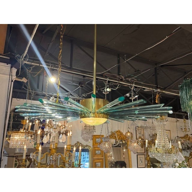 The Modern Aqua Murano Sunburst Chandelier is a stylish and contemporary lighting fixture that adds a touch of elegance to...