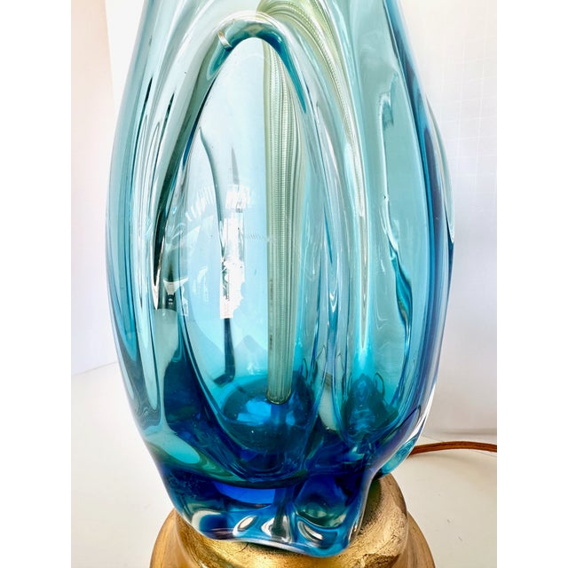 Blue & Clear Seguso Murano Organic Table Lamp For Sale - Image 13 of 15