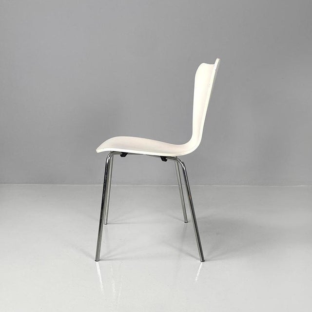 1970s Italian Modern White Lacquered Curved Chairs, 1970s, Set of 6 For Sale - Image 5 of 18